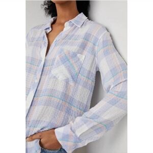 RAILS Plaid Brady in White Periwinkle Peach Size Large